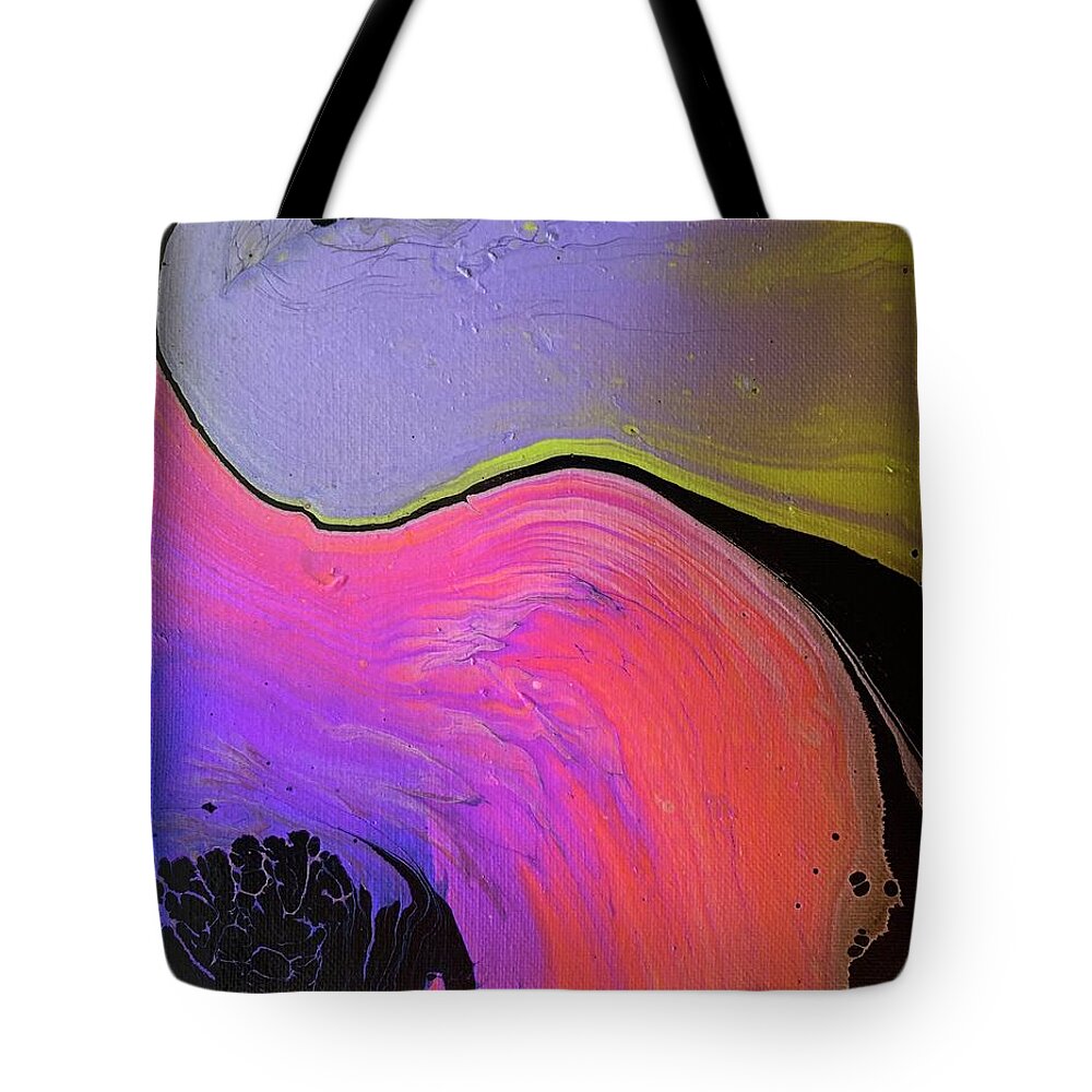 Metallic Tote Bag featuring the painting Vibrations by Nicole DiCicco