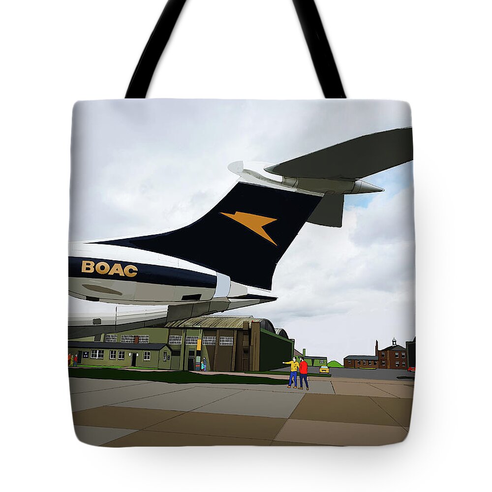 Vickers Tote Bag featuring the digital art Vickers VC10 by John Mckenzie