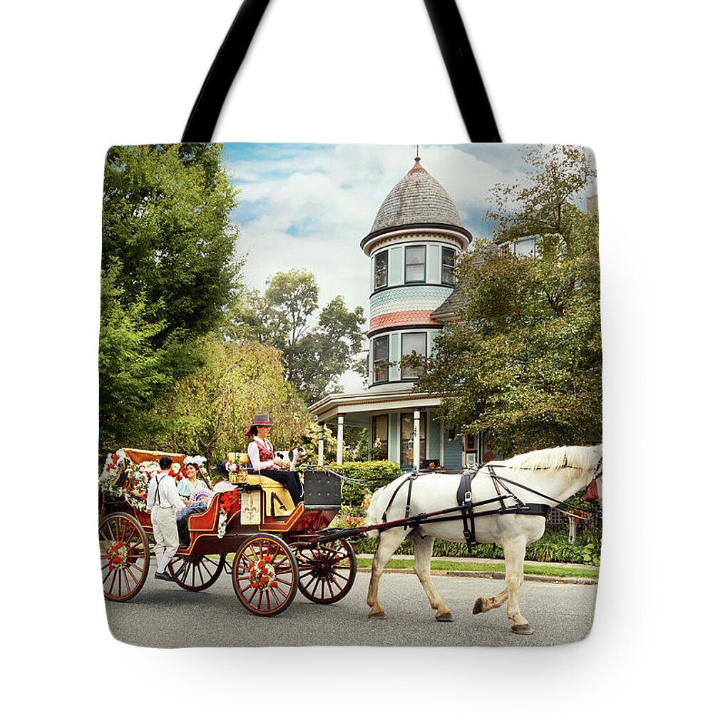 Belvidere Tote Bag featuring the photograph Victorian - Belvidere, NJ - A fairytale ending by Mike Savad