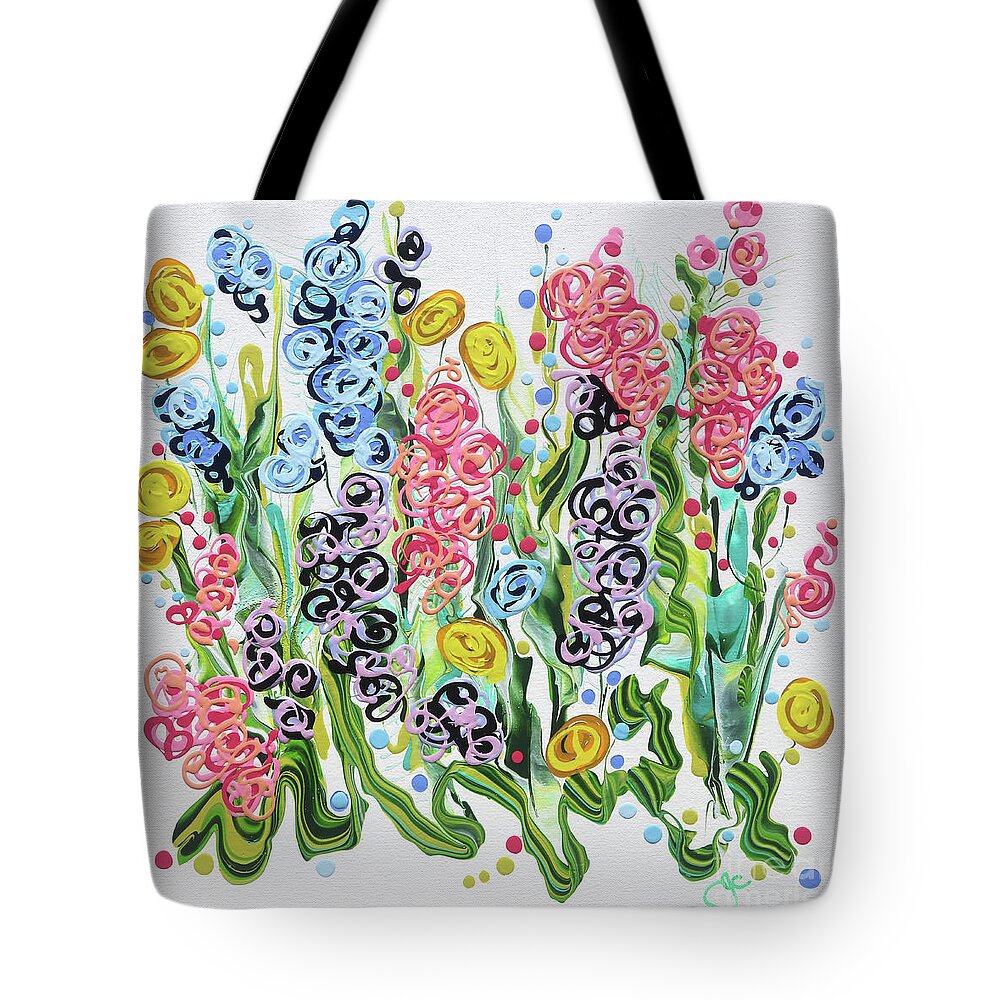 Fluid Acrylic Painting Tote Bag featuring the painting Victorian Garden by Jane Crabtree