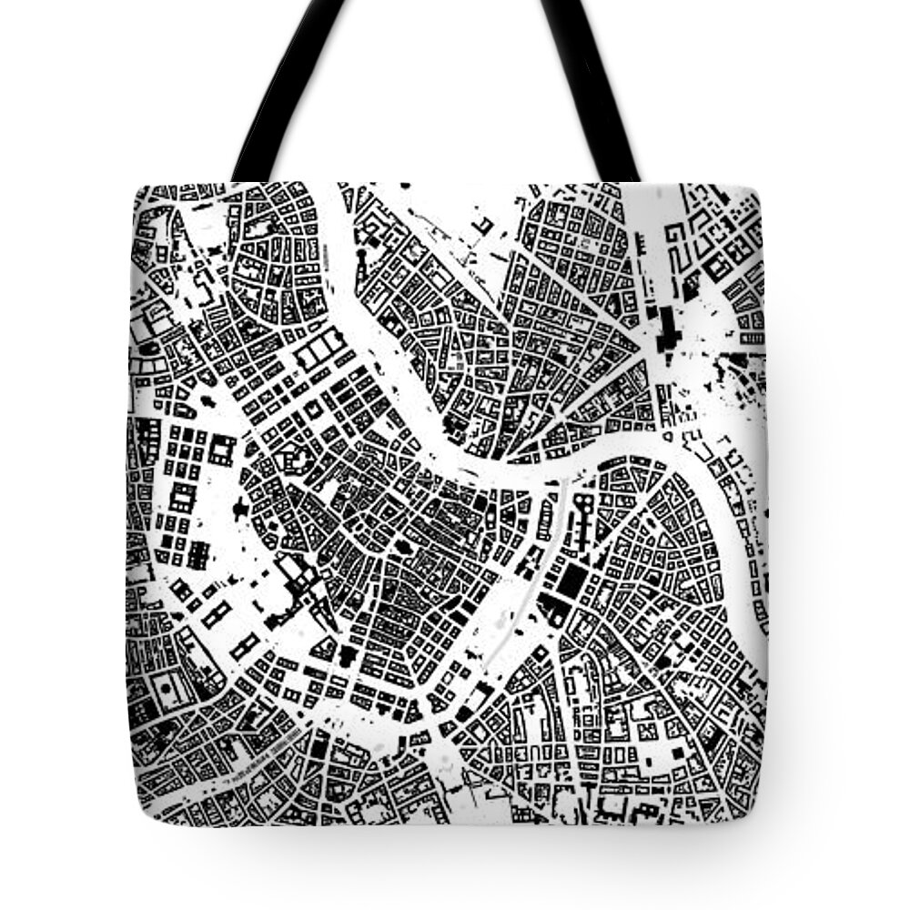 City Tote Bag featuring the digital art Vienna black and white building city map by Christian Pauschert