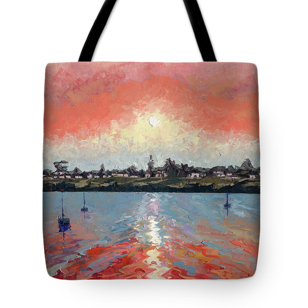 Seascape Tote Bag featuring the painting View from Stagnaro's, Santa Cruz Wharf by PJ Kirk