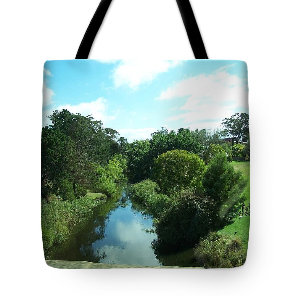 Richmond Tote Bag featuring the photograph View from the Bridge by Constance DRESCHER