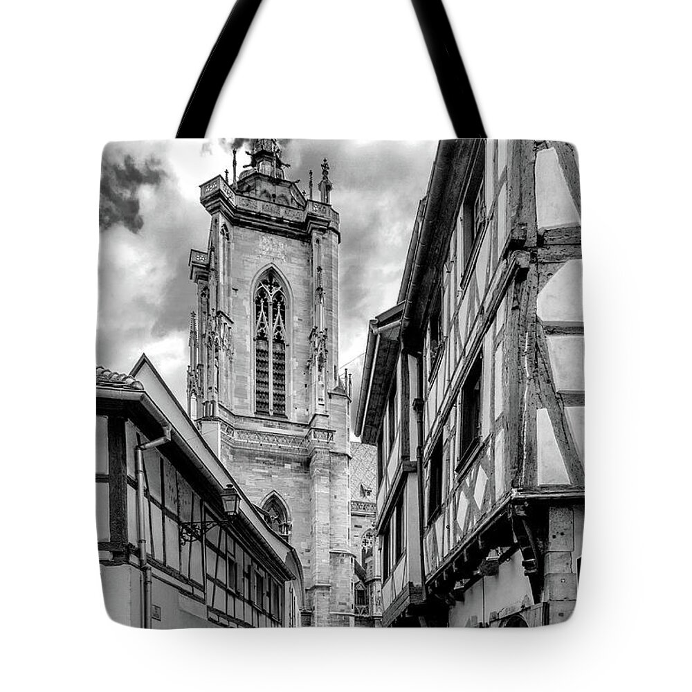 Travel Tote Bag featuring the photograph View of Eglise Saint-Martin in Colmar by W Chris Fooshee