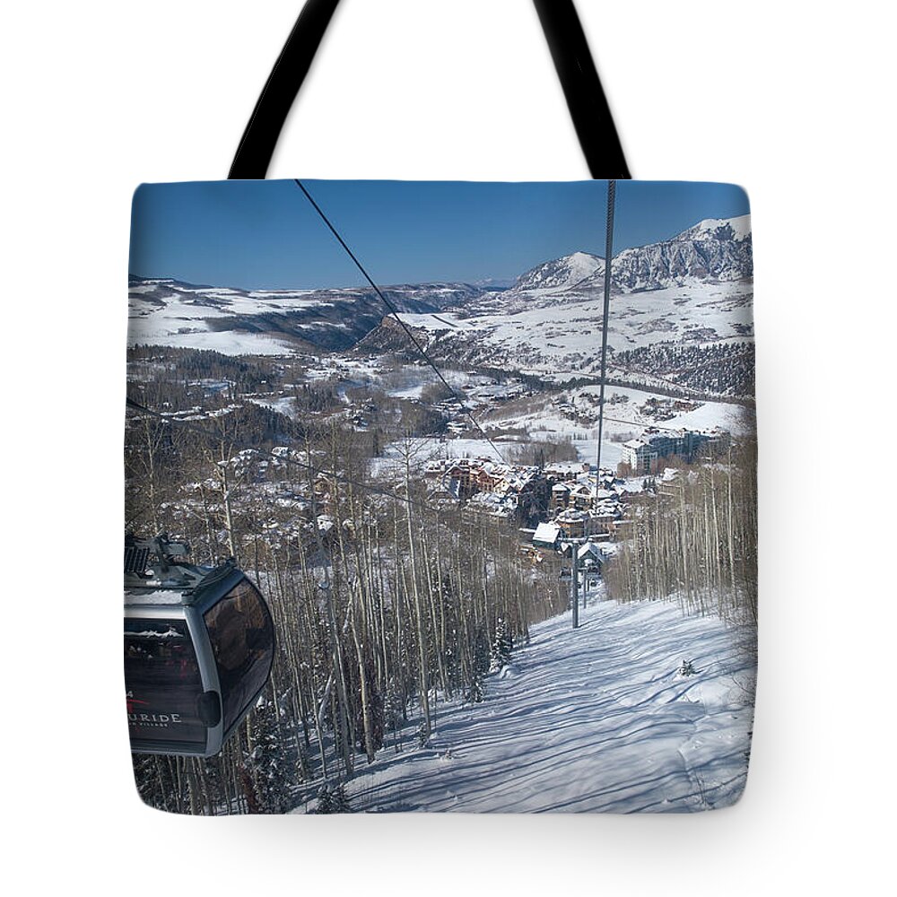 View Tote Bag featuring the photograph View of Mountain Village from the free gondola by David L Moore
