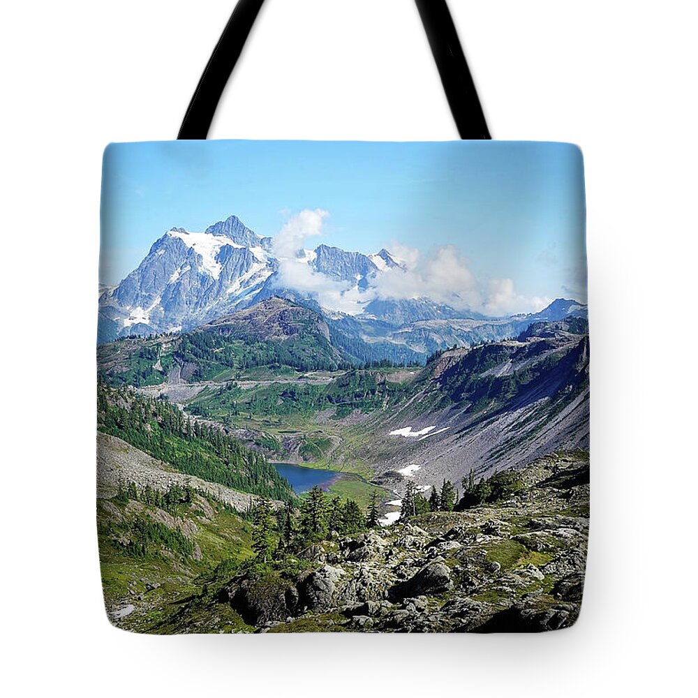 Shuksan Tote Bag featuring the photograph View of Mt Shuksan by Sylvia Cook