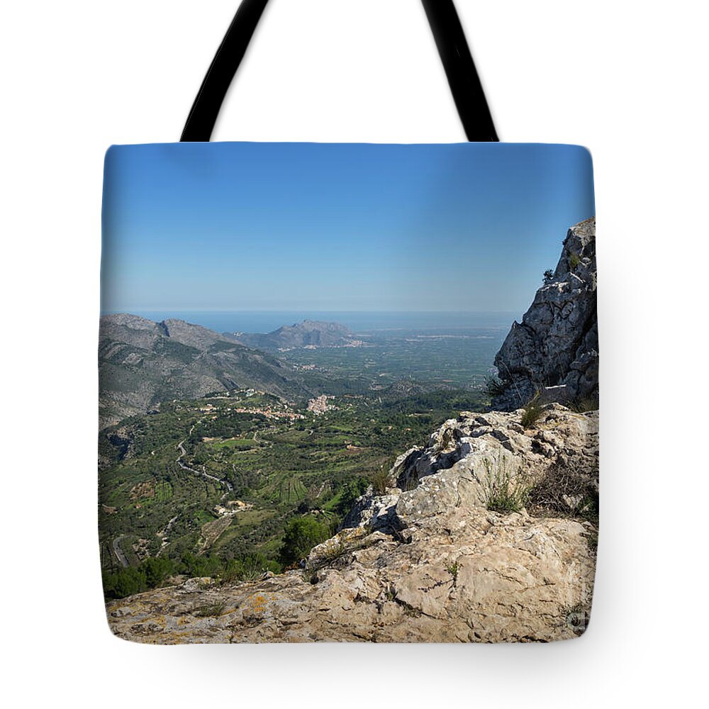 Mountain Ridge Tote Bag featuring the photograph Fields and mountains near the Mediterranean coast by Adriana Mueller