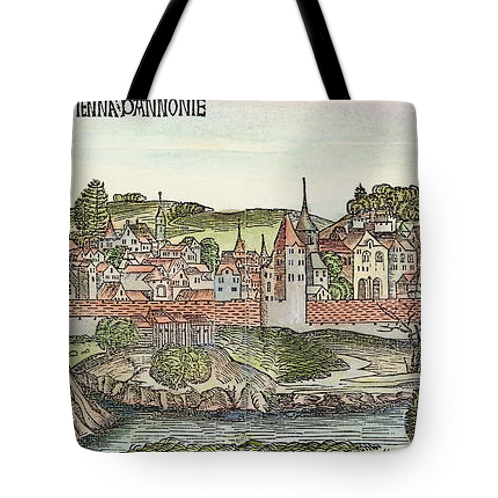 1493 Tote Bag featuring the photograph View Of Vienna, 1493 by Granger