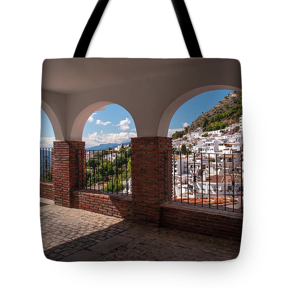 Jenny Rainbow Fine Art Tote Bag featuring the photograph Viewpoint Arches in Mijas Pueblo 1 by Jenny Rainbow