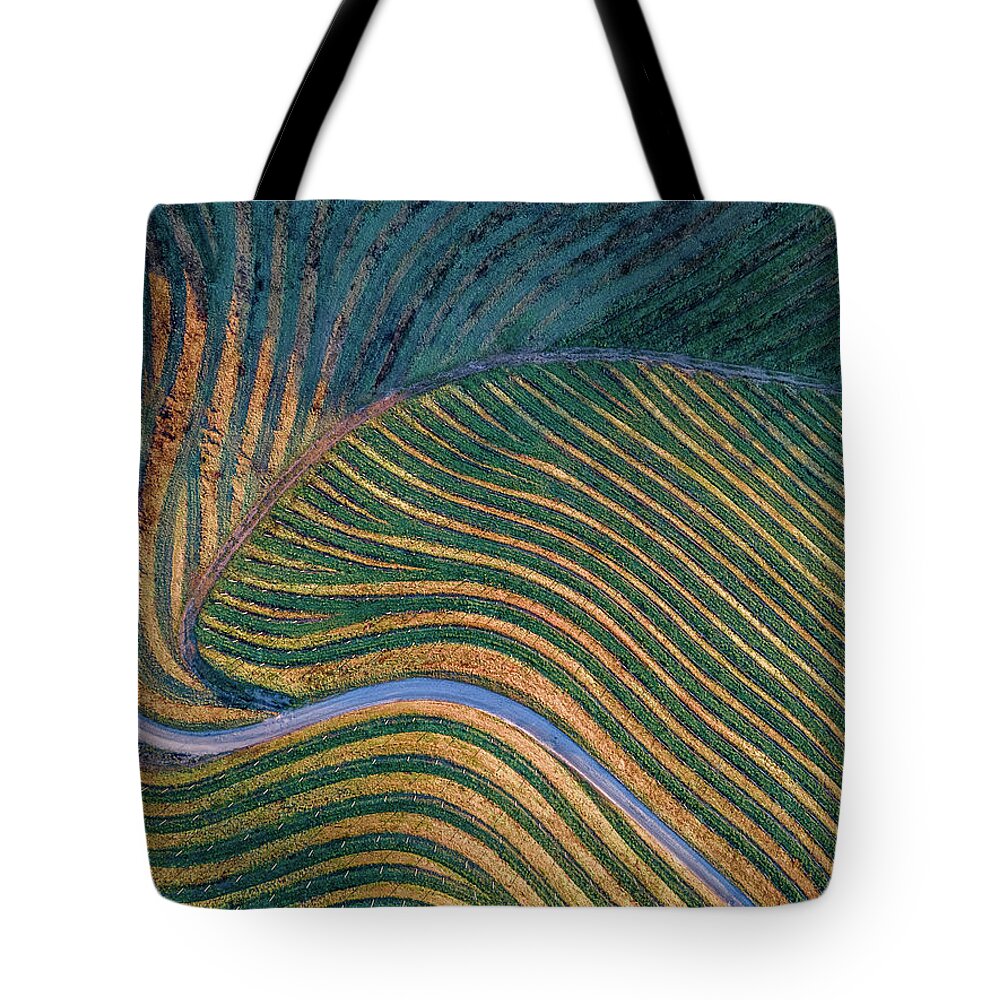 Abstract Tote Bag featuring the photograph Vineyard tapestry by Davorin Mance