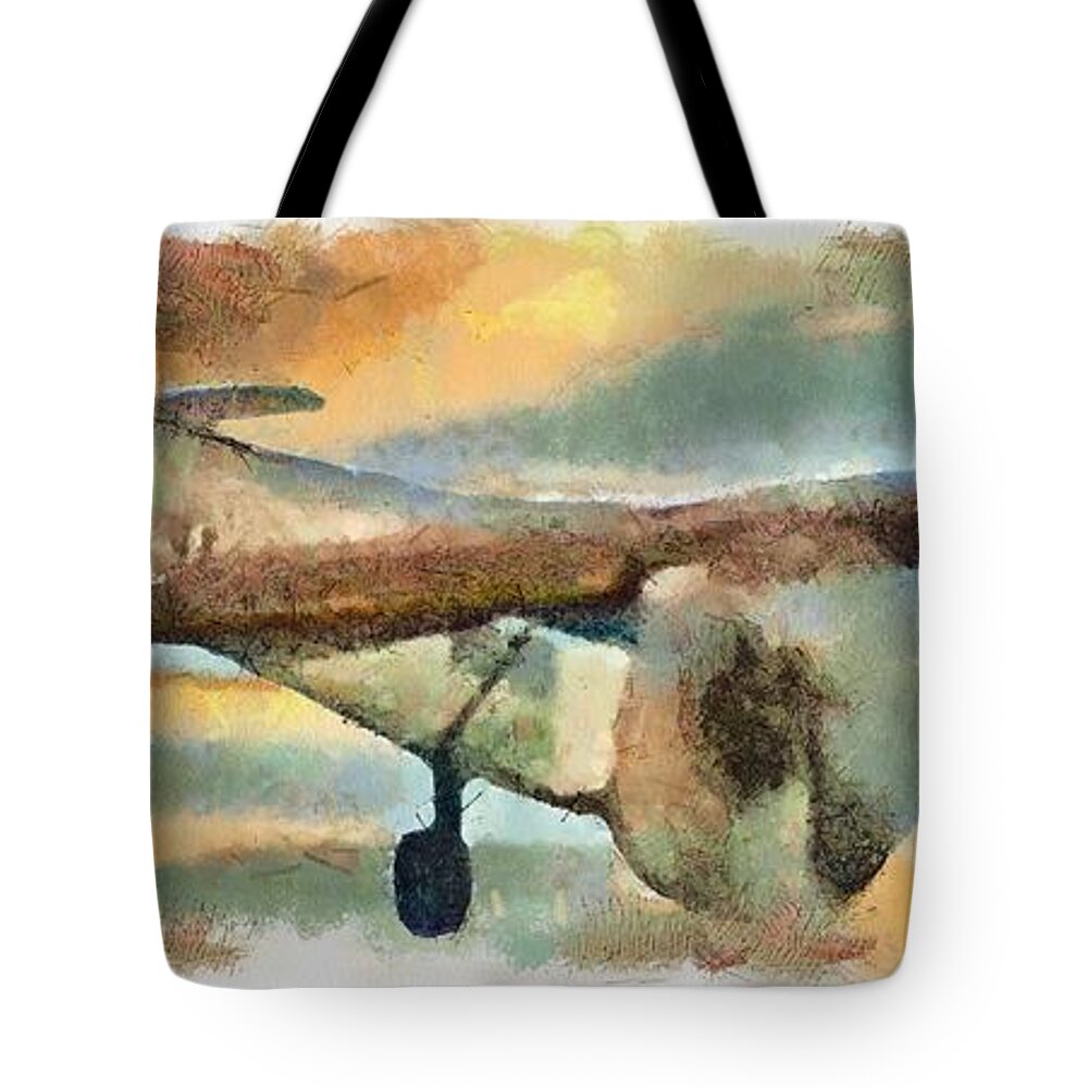 Airliner Tote Bag featuring the mixed media Vintage Airliner by Christopher Reed