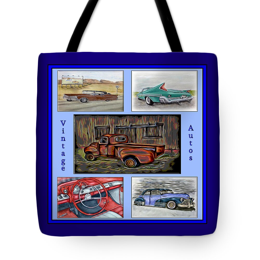 Chevy Tote Bag featuring the digital art Vintage Auto Poster by Ronald Mills
