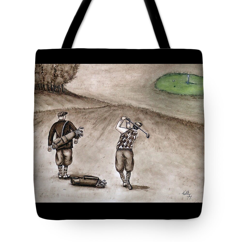 Sports Room Tote Bag featuring the painting Vintage Golf by Kelly Mills