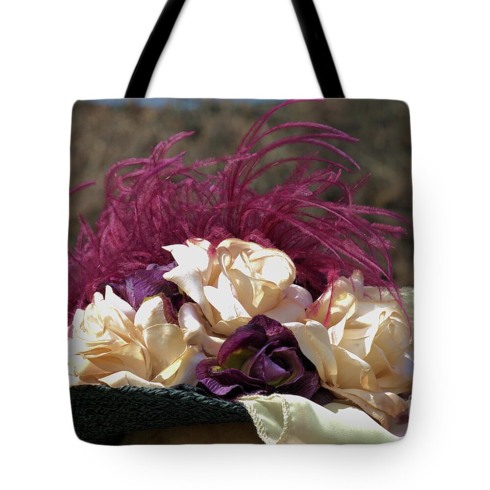 Hat Tote Bag featuring the photograph Vintage Hat With Fabric Roses by Kae Cheatham