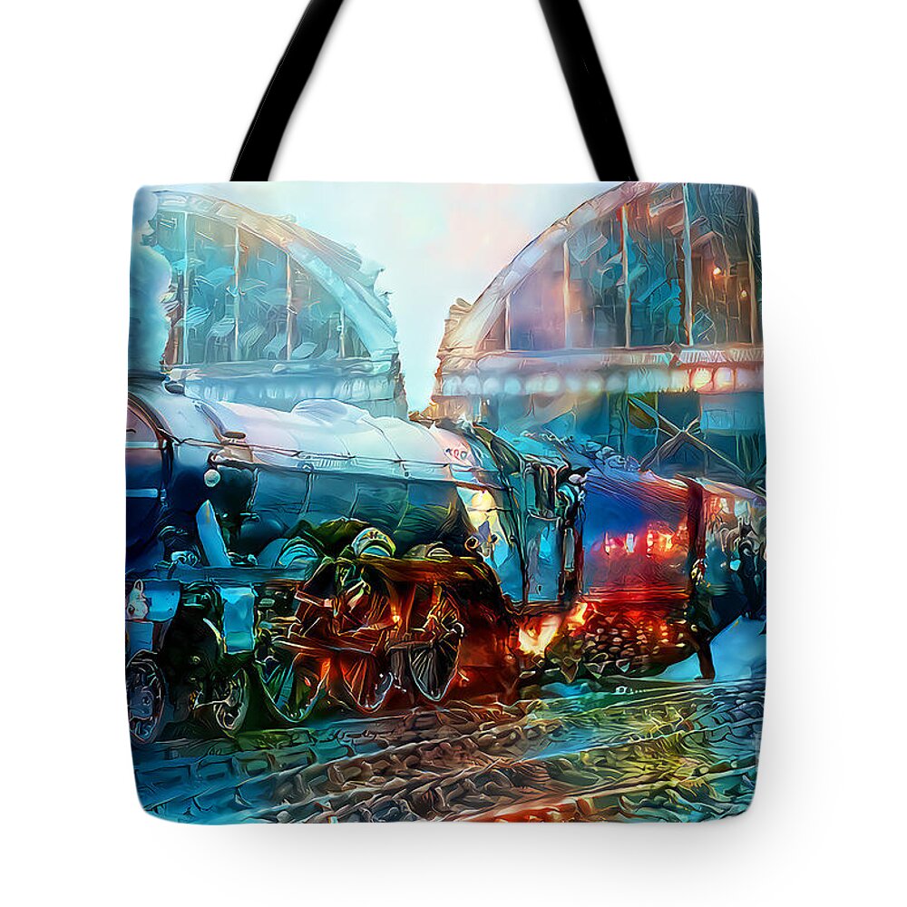 Wingsdomain Tote Bag featuring the photograph Vintage Nostalgic Steam Locomotive 20201203 by Wingsdomain Art and Photography