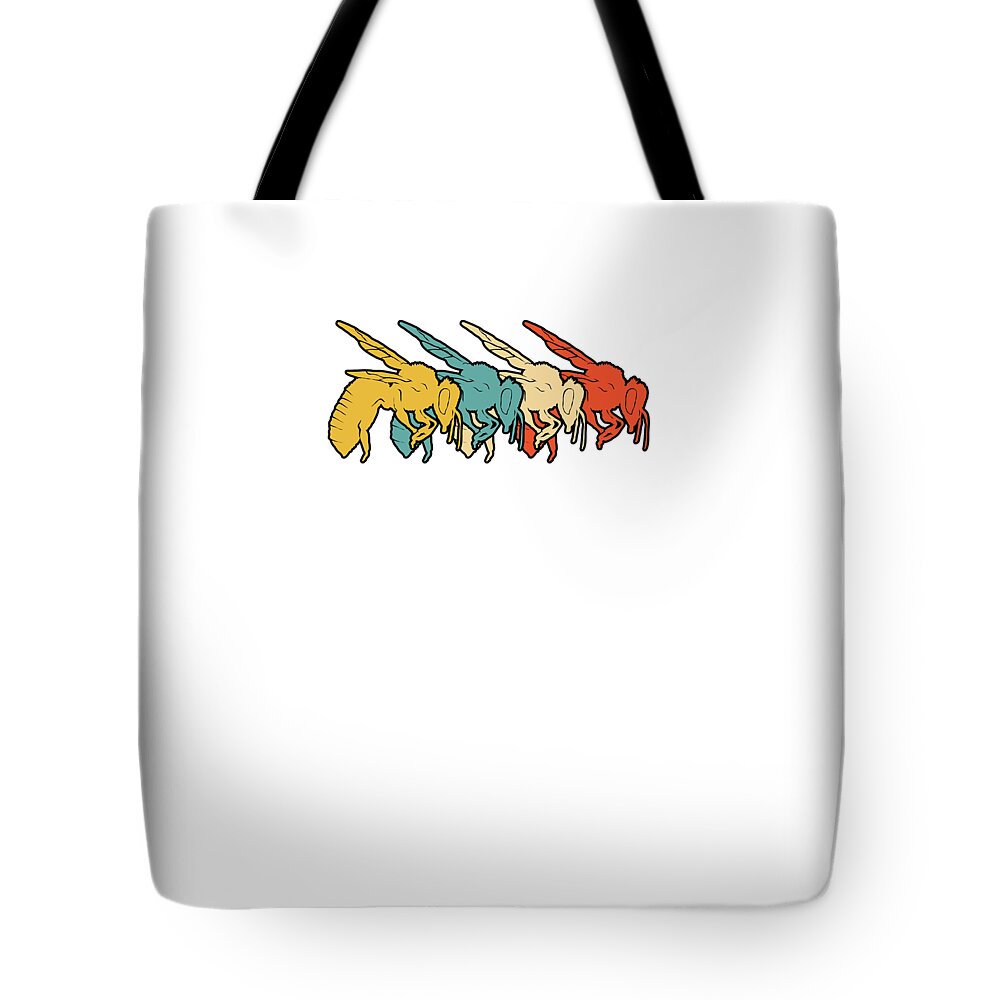 Bee Tote Bag featuring the digital art Vintage Retro Pop Art Bee Wasp Gift Idea by J M
