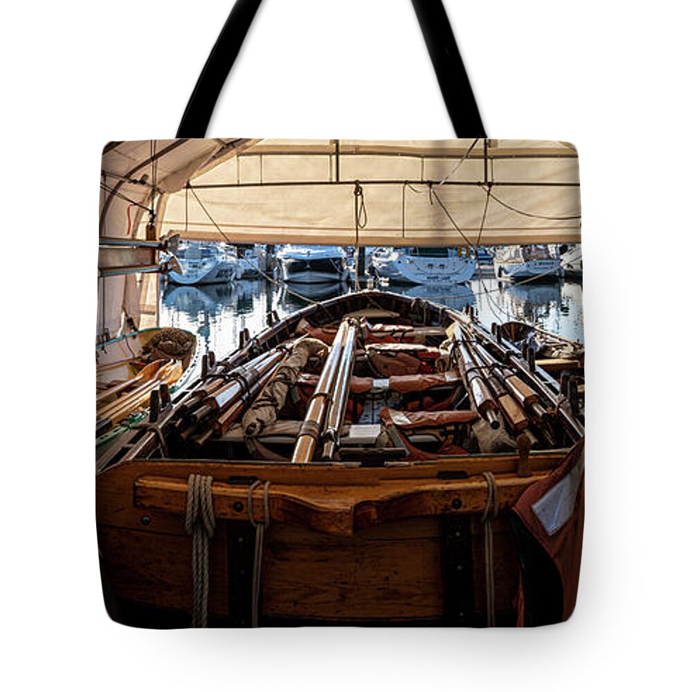 Wooden Boats Tote Bag featuring the photograph Vintage Rowing Club Boats by Tony Locke