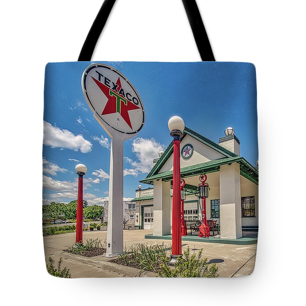 Fairfield Foundation Tote Bag featuring the photograph Vintage Texaco Station by Jerry Gammon