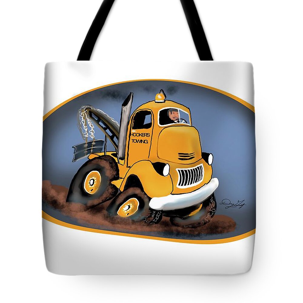 Tow Truck Tote Bag featuring the digital art Vintage Tow Truck by Doug Gist