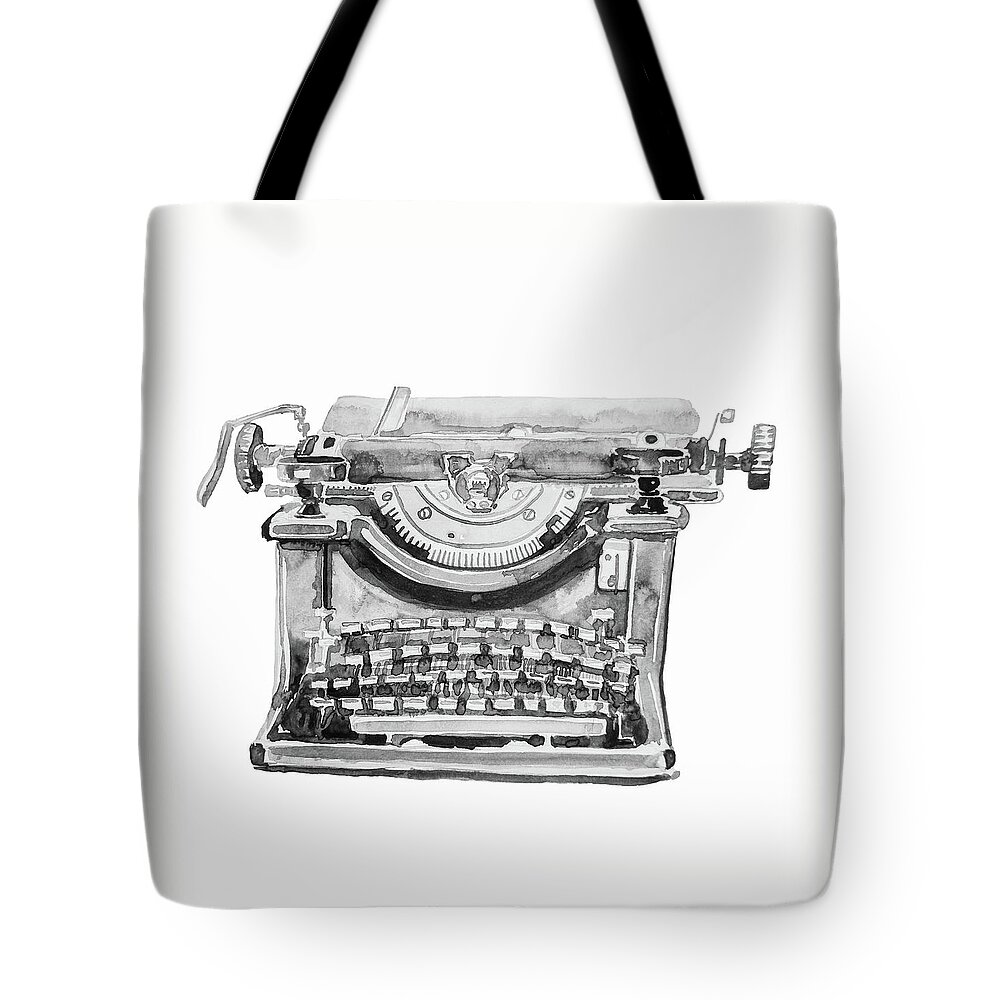 Vintage Tote Bag featuring the painting Vintage Typewriter Watercolor I by Ink Well