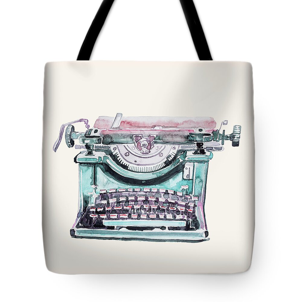 Write Tote Bag featuring the painting Vintage Typewriter Watercolor III by Ink Well