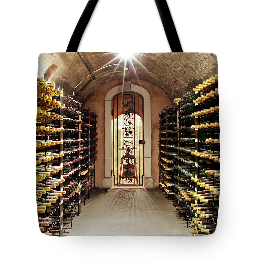 Art Print Tote Bag featuring the photograph Vintage Wine Cellar - Art print by Kenneth Lane Smith