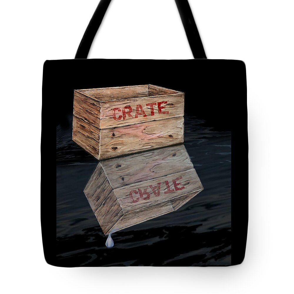 Minimalism Tote Bag featuring the mixed media Vintage Wooden Crate's Reflection by Kelly Mills