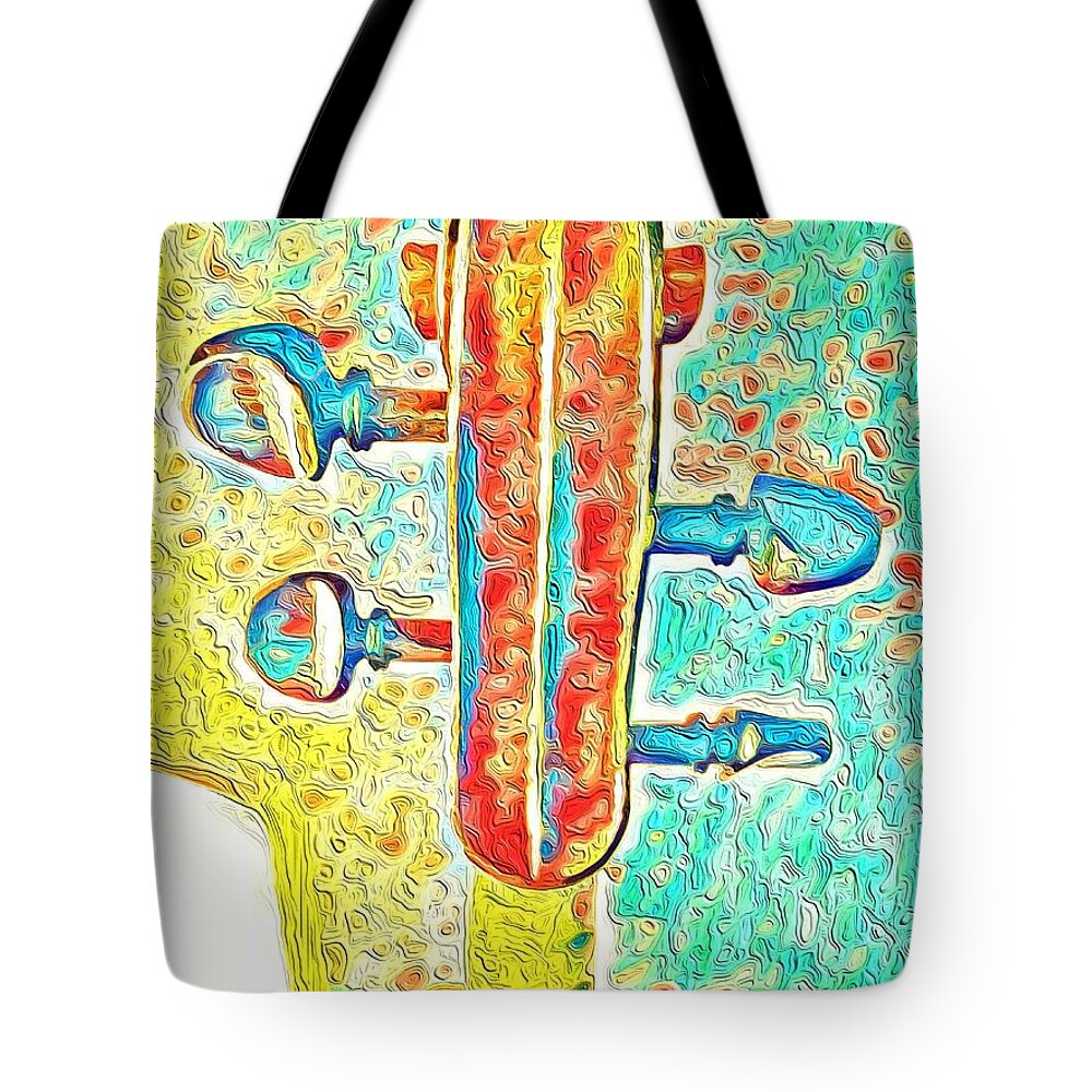  Tote Bag featuring the mixed media Viola Scroll by Bencasso Barnesquiat