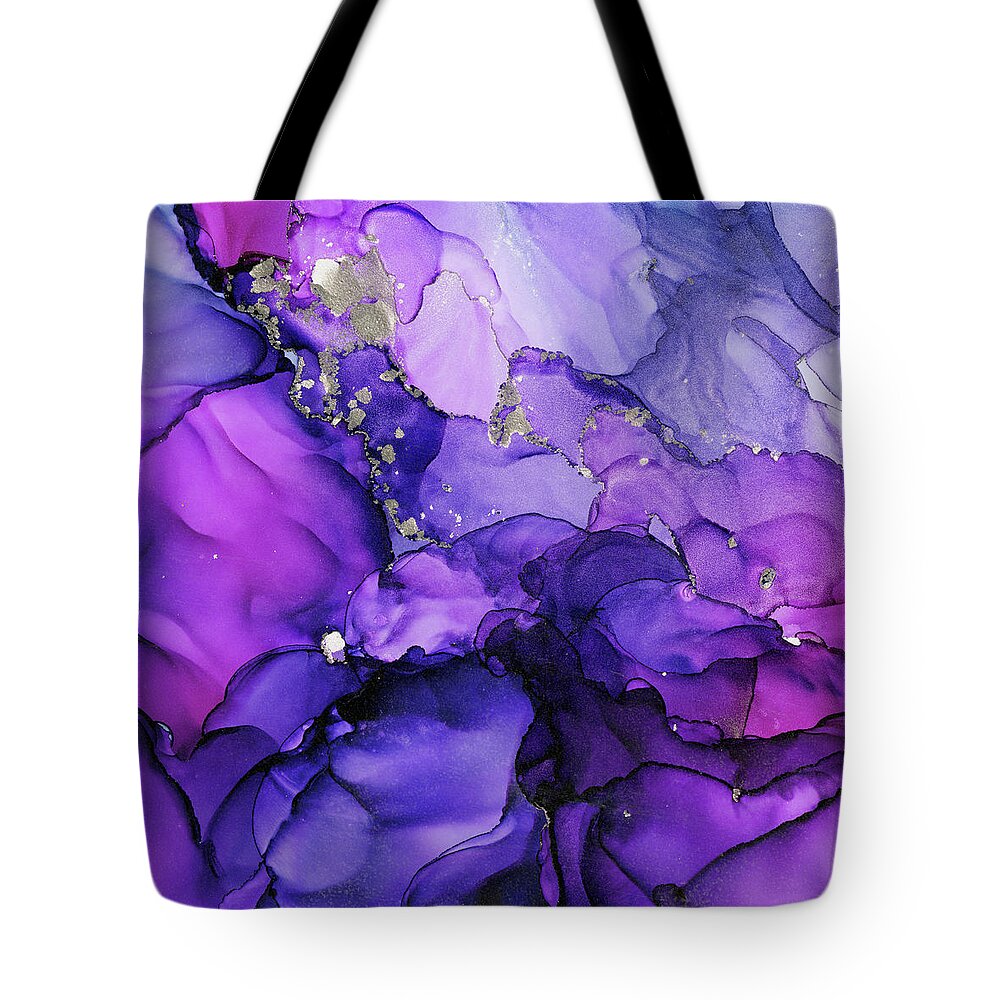 Ink Painting Tote Bag featuring the painting Violet Magenta Chrome Ink Print - Part 2 by Olga Shvartsur