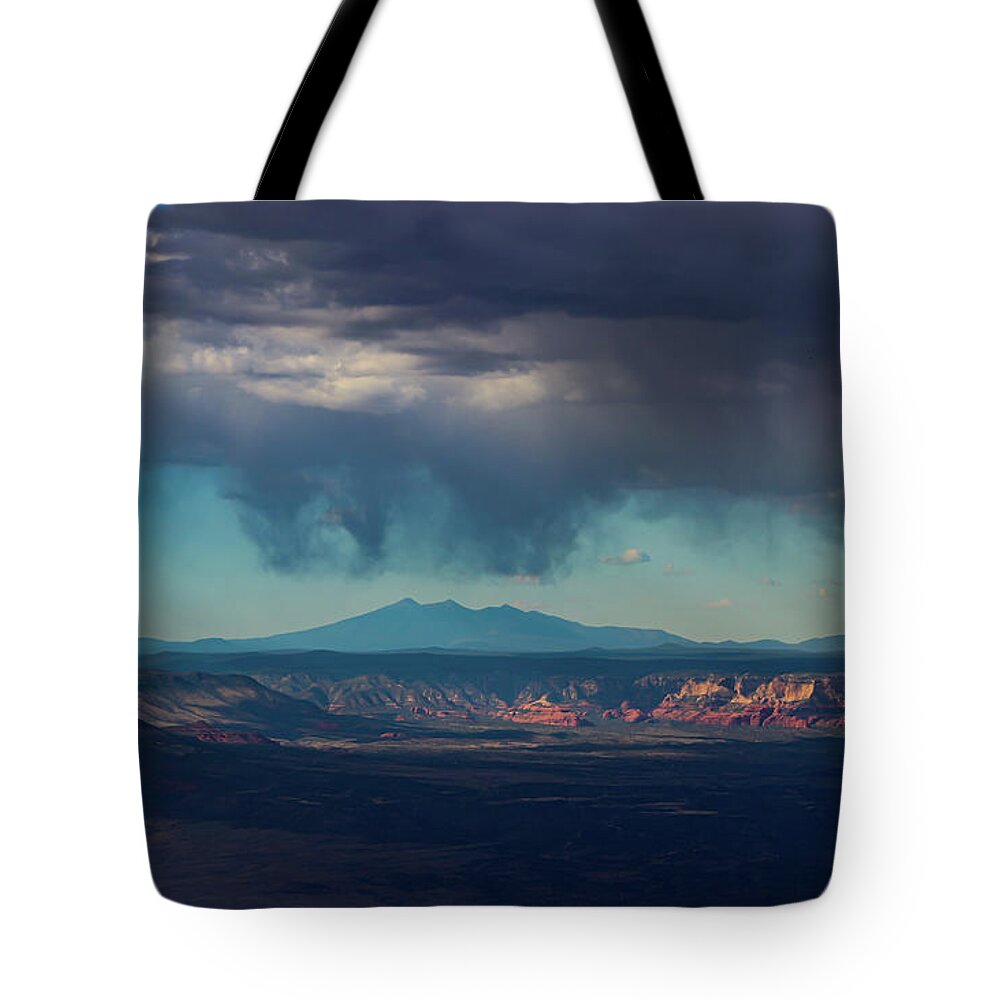 Landscape Tote Bag featuring the photograph Virga Over Sedona by Seth Betterly