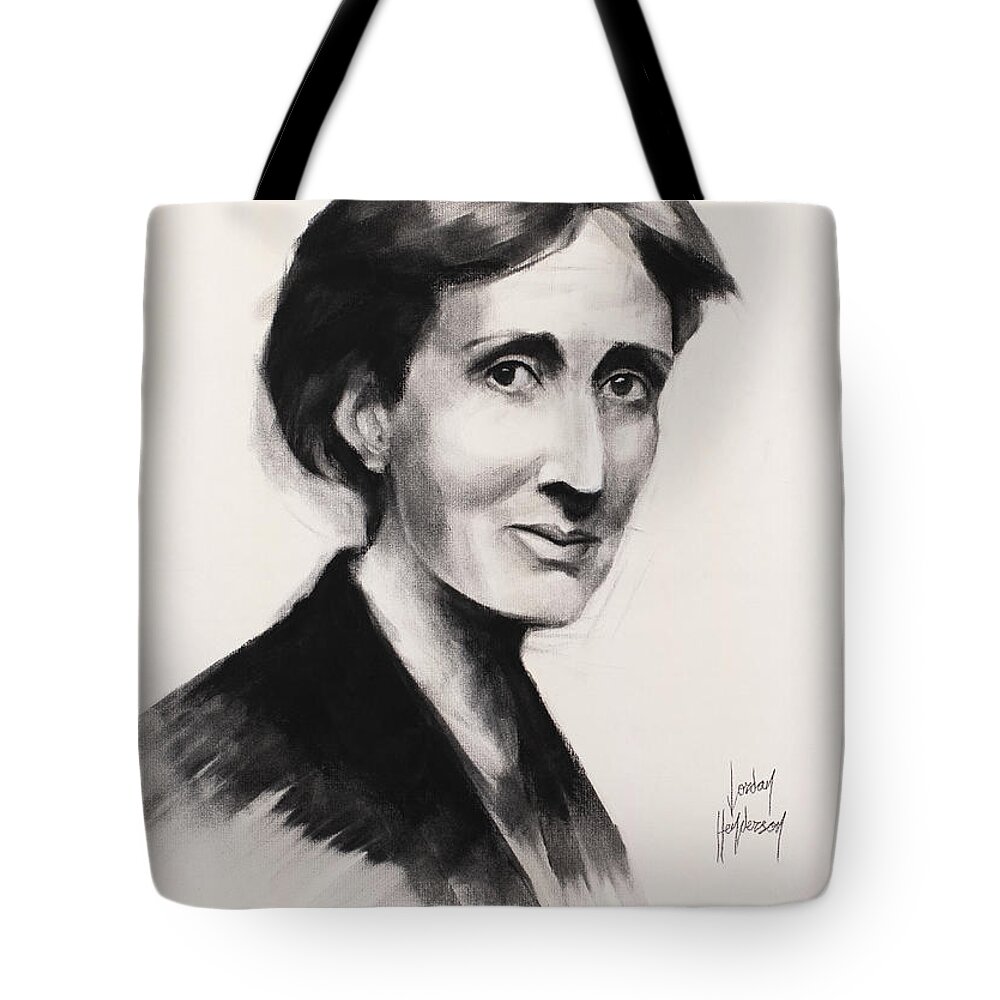 Virginia Tote Bag featuring the drawing Virginia Woolf by Jordan Henderson