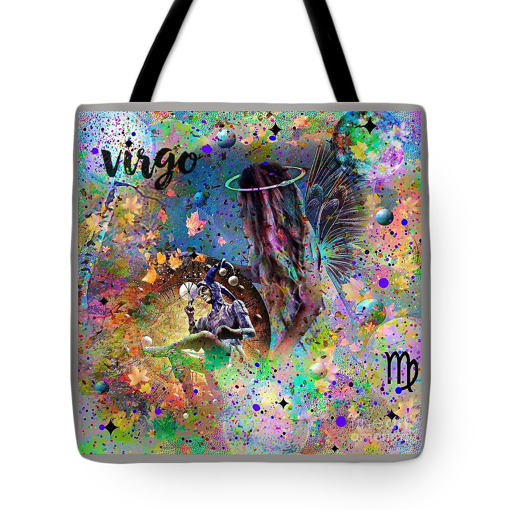 Virgo Zodiac Art Tote Bag featuring the mixed media Virgo Zodiac Art by Laurie's Intuitive