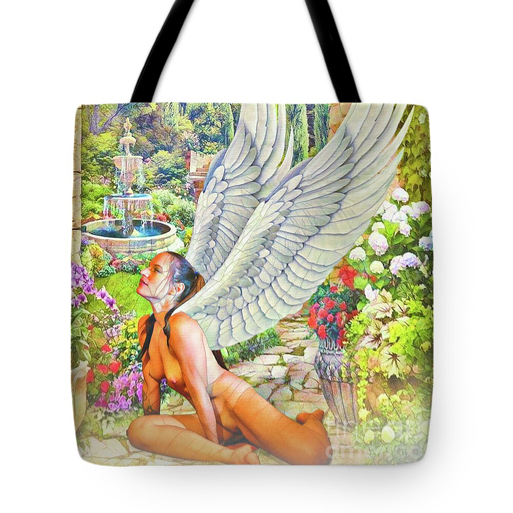 Dark Tote Bag featuring the digital art Vision Of Paradise Stained Glass by Recreating Creation