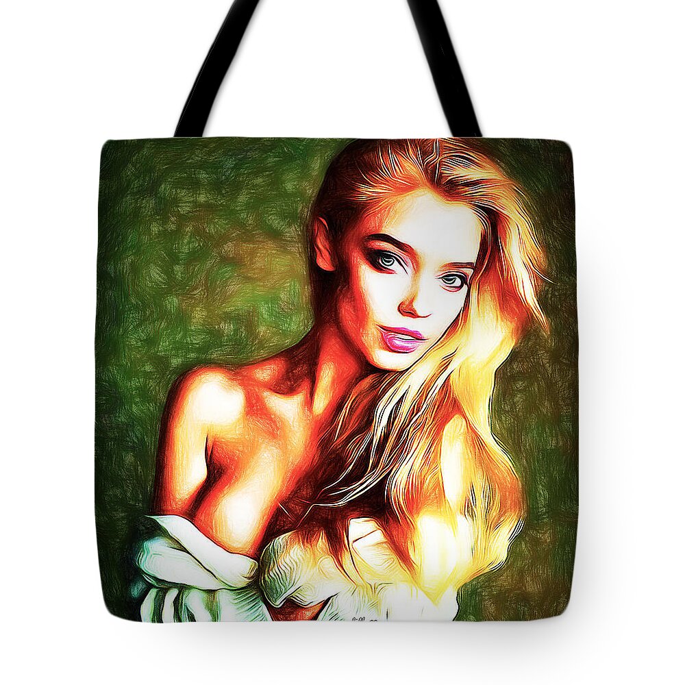 Draw Tote Bag featuring the painting Vitni portrait by Nenad Vasic