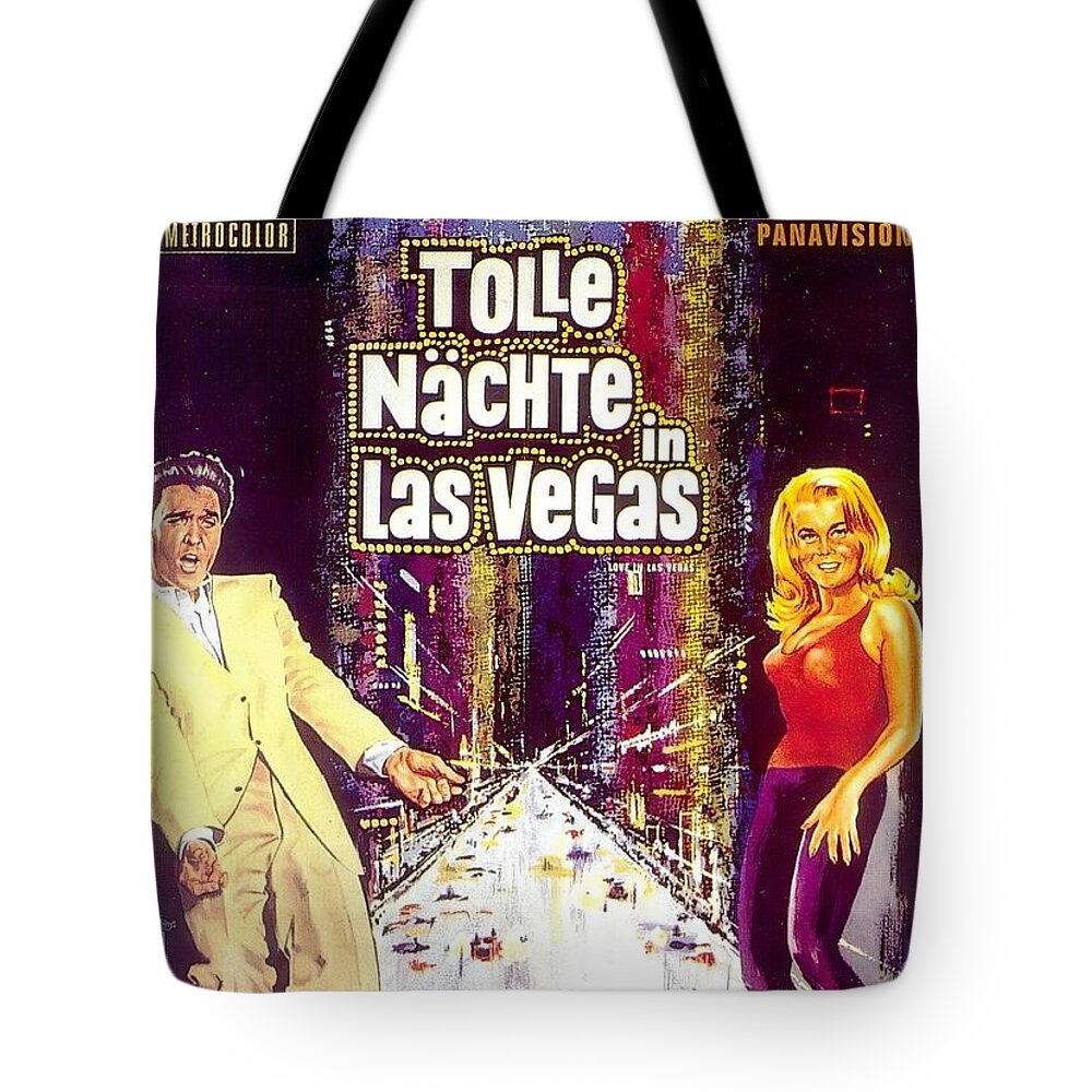 Viva Tote Bag featuring the mixed media ''Viva Las Vegas'', 1964, Elvis by Movie World Posters