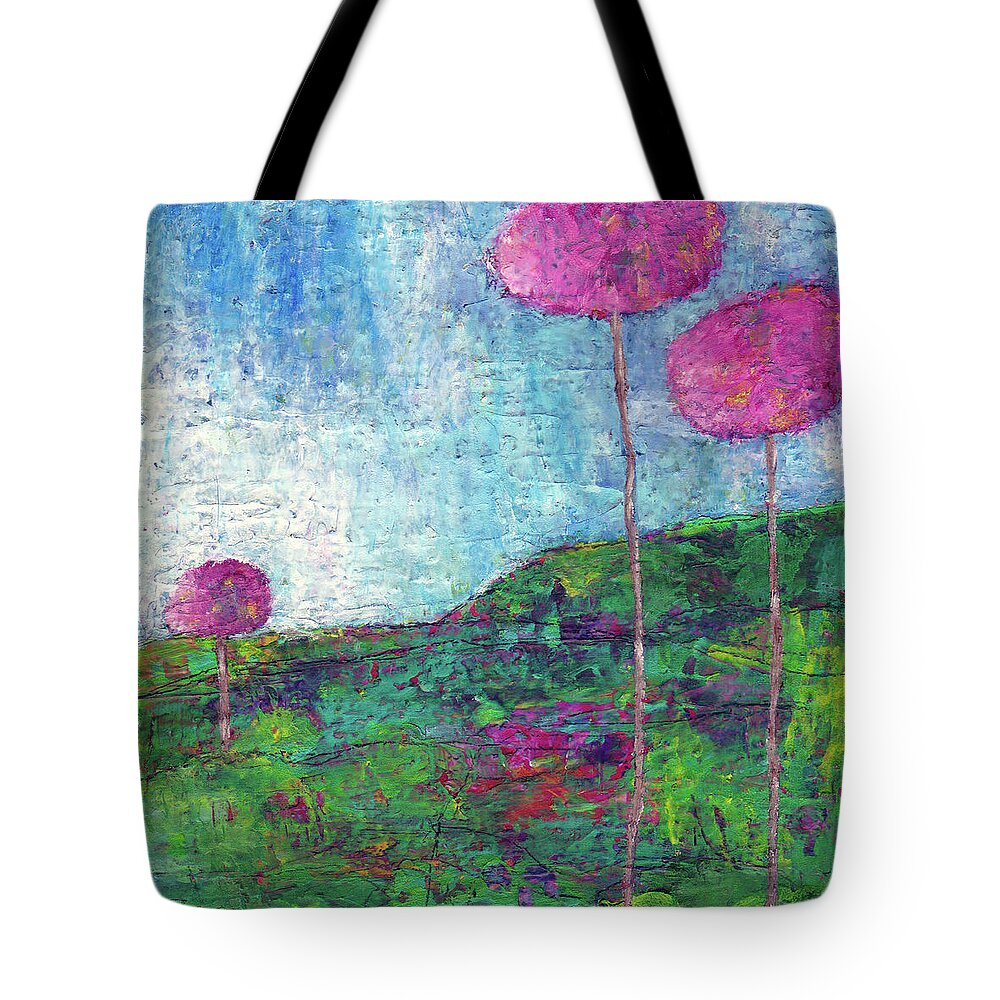 Landscape Tote Bag featuring the painting Vividry2 by Sunshyne Joyful