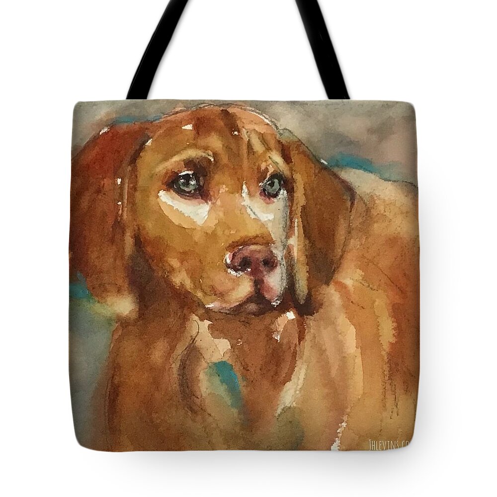 Dog Tote Bag featuring the painting Vizsla by Judith Levins