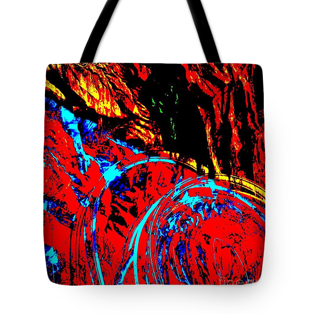 Volcano Tote Bag featuring the digital art Volcano After Dark by Scott S Baker