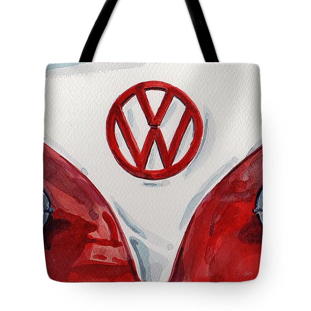 Car Tote Bag featuring the painting Volkswagen by George Cret