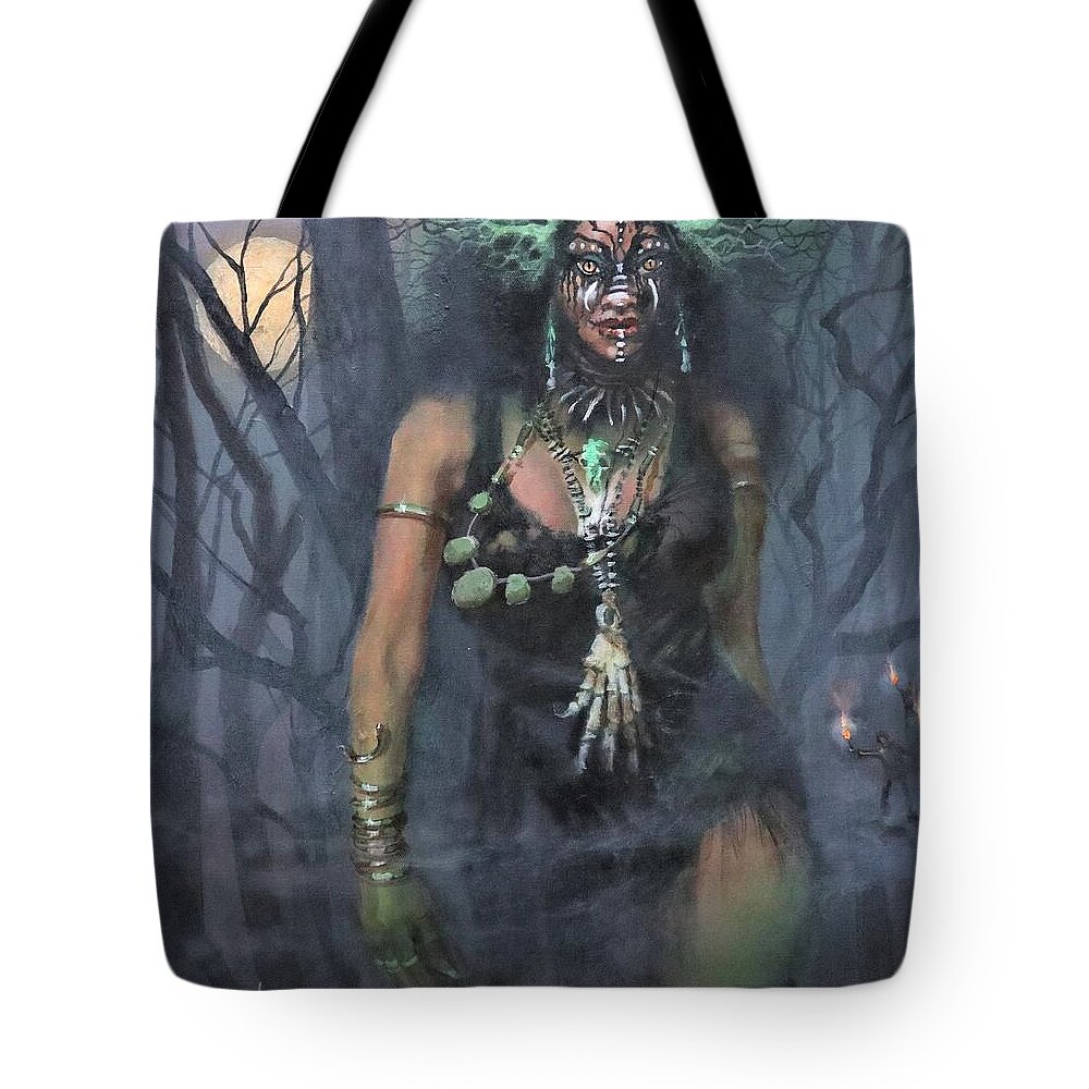  Voodoo Woman Tote Bag featuring the painting Voodoo Woman by Tom Shropshire
