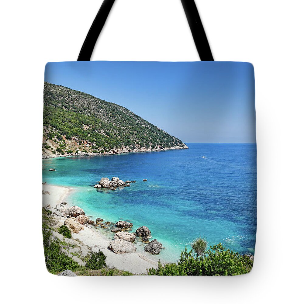 Vouti Tote Bag featuring the photograph Vouti beach in Kefalonia, Greece by Constantinos Iliopoulos