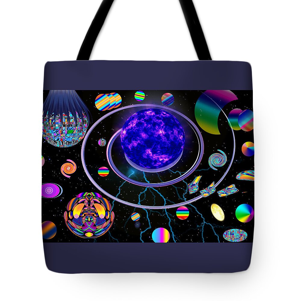 The Entranceway Tote Bag featuring the digital art Wacky World of Ron Abstract by Ronald Mills
