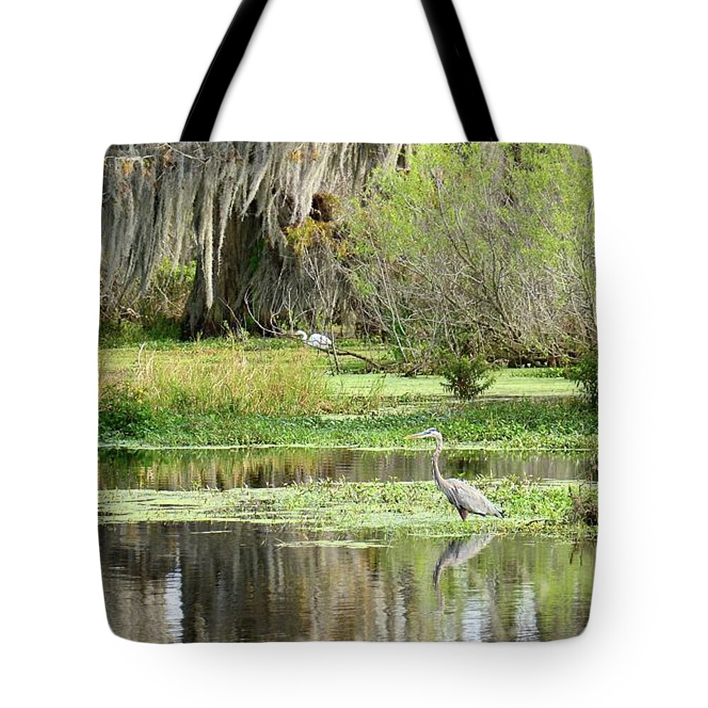 Marsh Tote Bag featuring the photograph Wading Bird Way by Carol Bradley