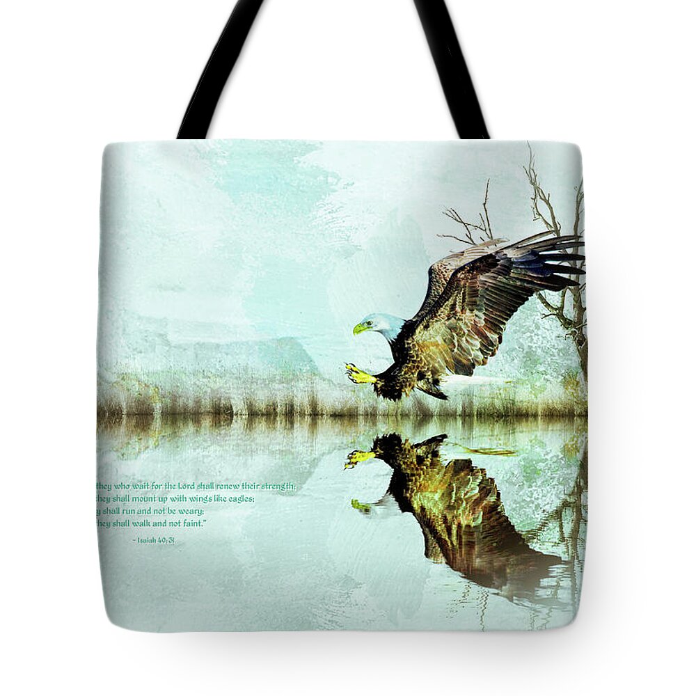 Isaiah 40:31 Tote Bag featuring the digital art Wait Upon the Lord by Cindy Collier Harris