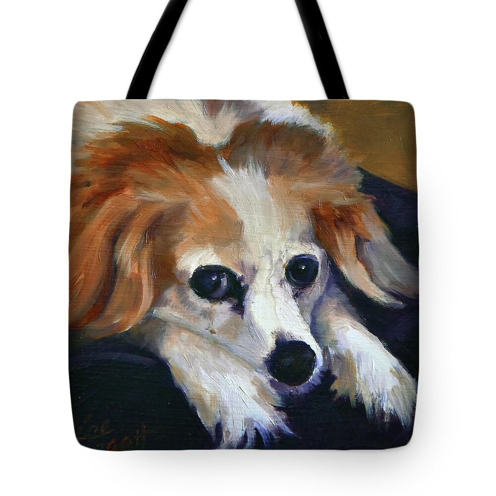 Dog Tote Bag featuring the painting Waiting for Dinner by Alice Leggett