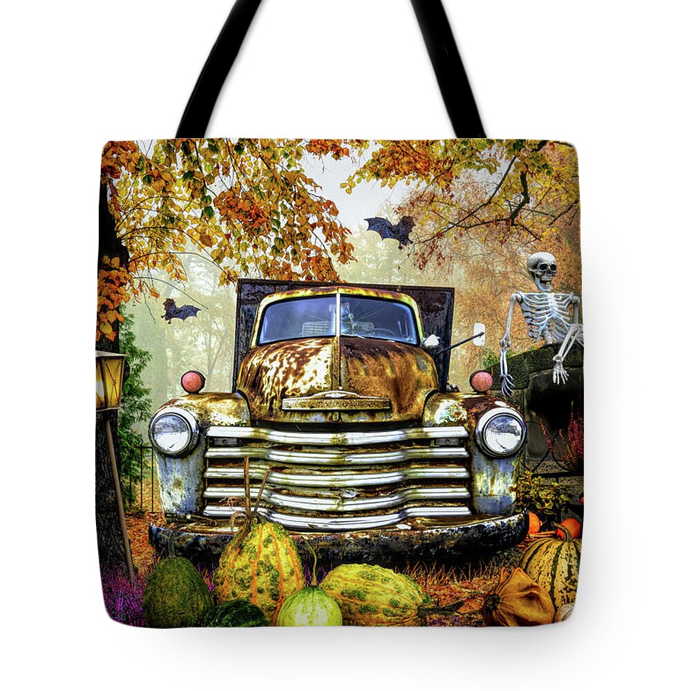 Fall Tote Bag featuring the photograph Waiting for Halloween by Debra and Dave Vanderlaan