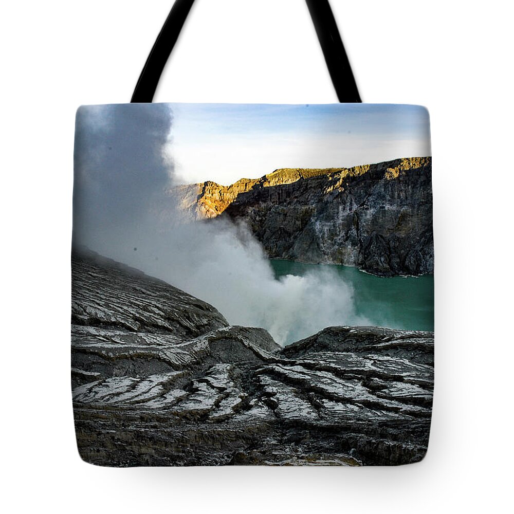 Volcano Tote Bag featuring the photograph Waiting For The Dawn - Mount Ijen Crater, East Java. Indonesia by Earth And Spirit