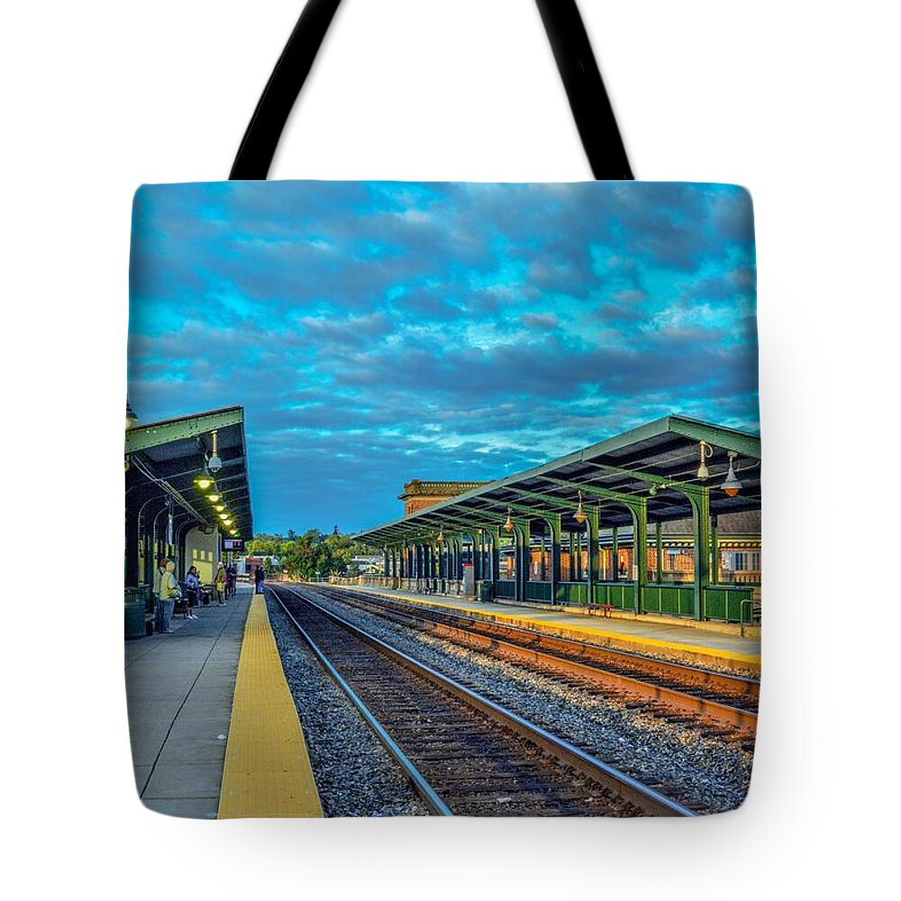 Train Tracks Tote Bag featuring the photograph Waiting for the Train by Addison Likins