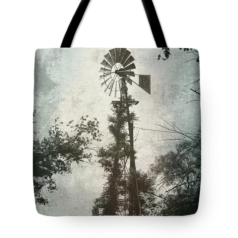 Windmill Tote Bag featuring the digital art Waiting for the Wind by Linda Cox