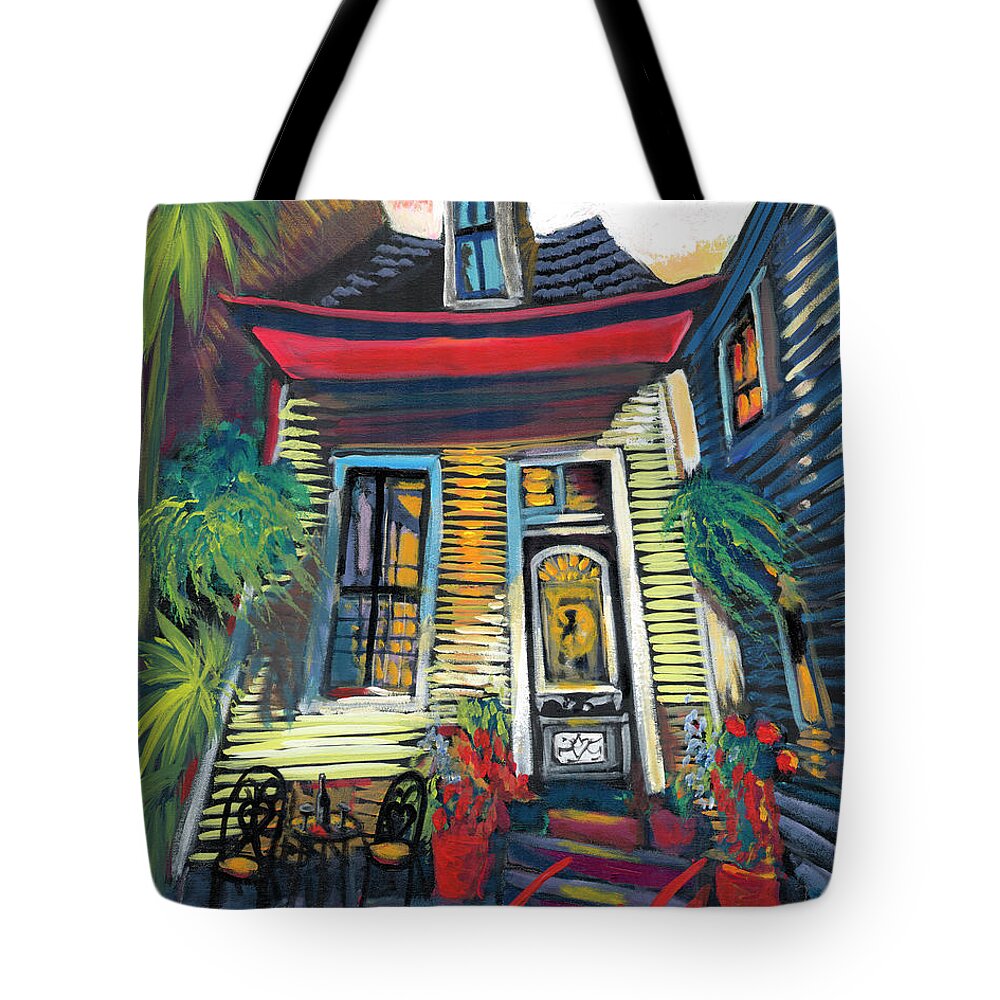 Waiting For You Tote Bag featuring the painting Waiting For You by Amzie Adams